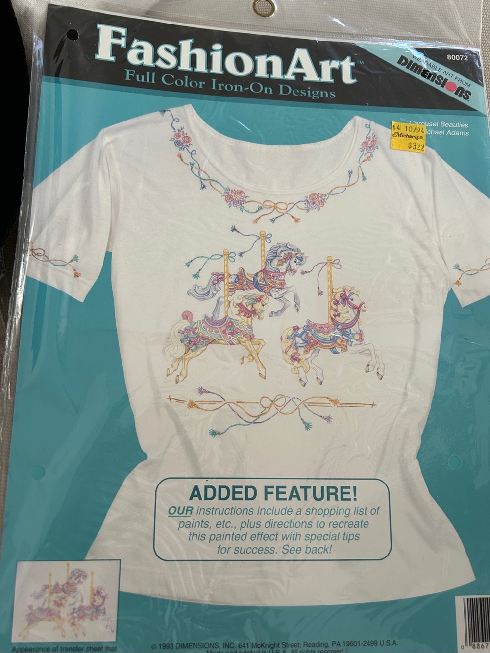 Vintage Art 90’s Iron on Transfers Carousel